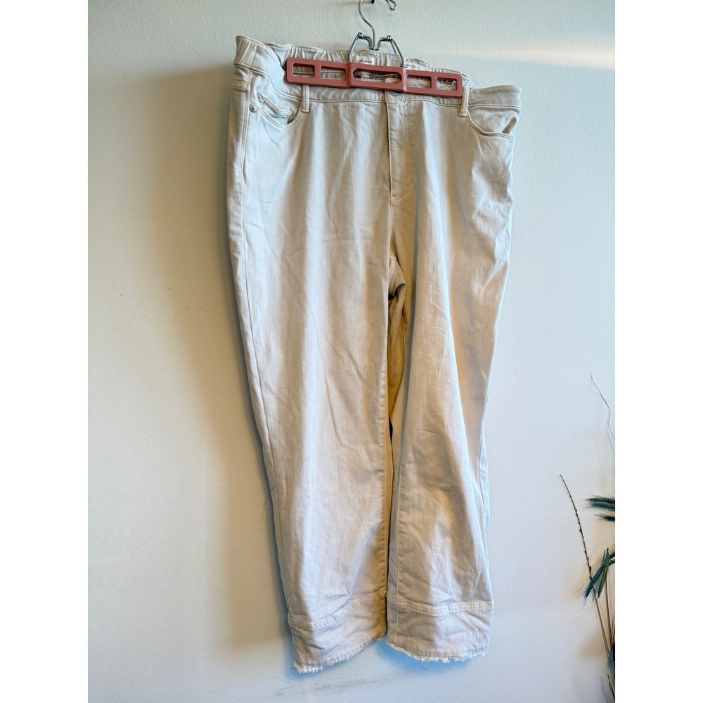 J.Jill Denim Authentic Fit Cropped Jeans Cream Raw Hem Womens Size 18
